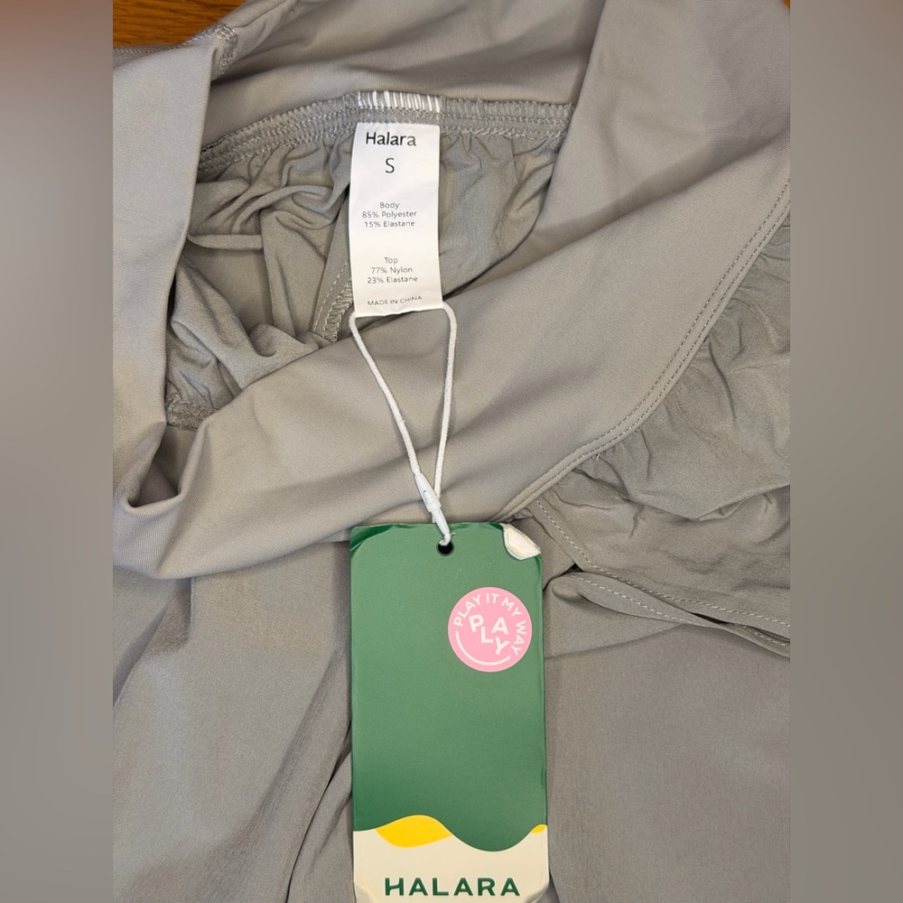Halara Wide Leg Athletic Pants Small Gray Flowy High Rise Tulip Hem - Picture 12 of 12